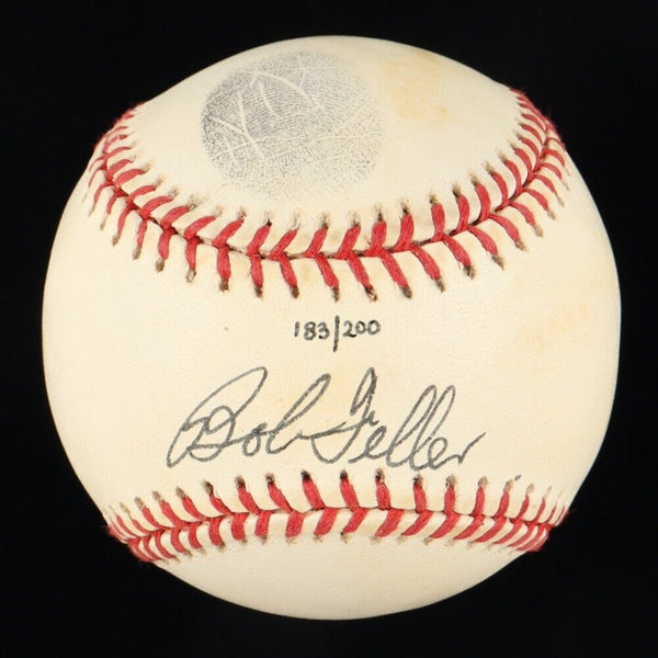 Bob Feller Signed LE AL Baseball Display w/ Thumbprint w/ Case