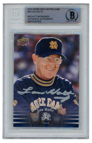 Lou Holtz Autographed/Signed 2013 Upper Deck 39 Trading Card Slab Beckett 52677