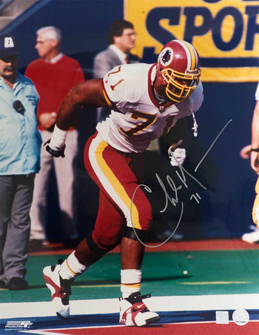 Charles Mann Signed Redskins White Jersey 16x20 Photo - (SCHWARTZ SPORTS COA)