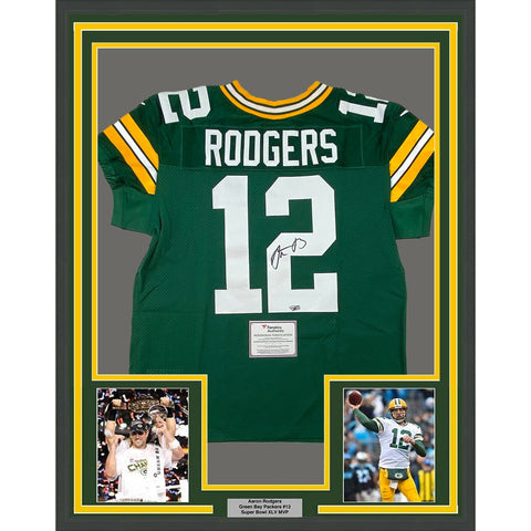 Framed Autographed/Signed Aaron Rodgers 33x42 Packers Elite Jersey Fanatics COA