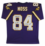 Vikings Randy Moss "2x Insc" Signed Purple 1998 M&N TB Jersey BAS Witnessed