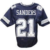 Deion Sanders Autographed/Signed Pro Style Blue Jersey Beckett 25064