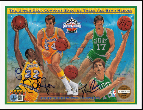 Elgin Baylor & Dave Cowens Autographed 1992 Upper Deck Sheet Beckett BS30053