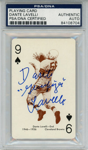 Dante Lavelli Signed 1963 Stancraft 9 of Spades Gunslinger PSA Slab 43572