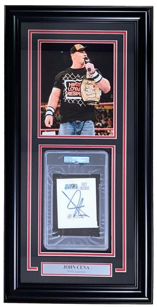 John Cena Signed Framed Slabbed WWE Bookplate w/ 8x10 Photo PSA