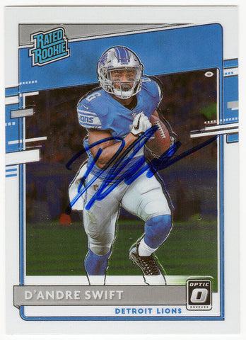 D'Andre Swift Signed Lions 2020 Donruss Optic Rated RC #159 - (SCHWARTZ COA)