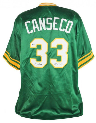 Jose Canseco Signed Athletics Jersey Inscribed "86 AL ROY" (Beckett COA)