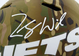 ZACH WILSON AUTOGRAPHED JETS CAMO FULL SIZE SPEED HELMET BECKETT QR 194725