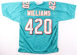 Share Ricky Williams Signed Dolphins 420 Jersey 2xInscr. (JSA) See description