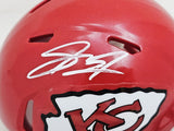 SKYY MOORE AUTOGRAPHED CHIEFS RED SPEED MINI HELMET BECKETT WITNESS 220533