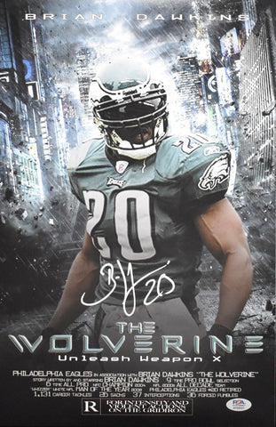 Brian Dawkins Philadelphia Eagles Signed/Auto 11x17 Wolverine Photo JSA 205223