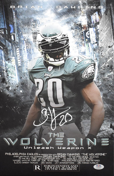 Brian Dawkins Philadelphia Eagles Signed/Auto 11x17 Wolverine Photo JSA 205223