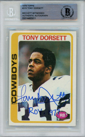 Tony Dorsett Autographed 1978 Topps #315 Rookie Card ROY BAS Slab 38611