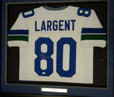 SEAHAWKS STEVE LARGENT AUTOGRAPHED FRAMED WHITE JERSEY "HOF 95" PSA/DNA 94215