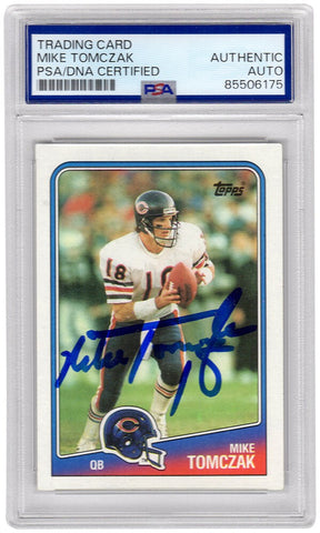 Mike Tomczak Signed Bears 1988 Topps Rookie Football Card #70 (PSA Encapsulated)