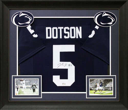 PSU Jahan Dotson Authentic Signed Navy Blue Pro Style Framed Jersey BAS