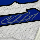 Framed Signed Calvin Johnson 35x39 Detroit White Jersey JSA COA #2