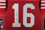Joe Montana Autographed/Signed Pro Style Red Framed Jersey BAS 44603