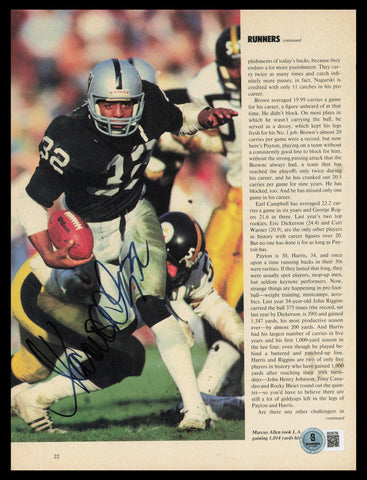 Marcus Allen Autographed 8x11 Magazine Page Photo Raiders Beckett QR #BS36796