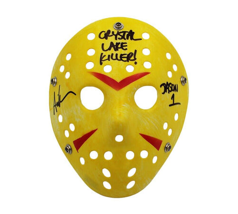 Ari Lehman Signed Friday the 13th Yellow Costume Mask - Crystal Lake Killer Insc