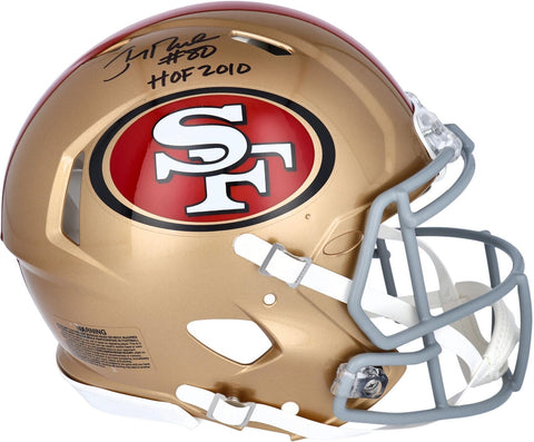 Jerry Rice 49ers Signed 75th Anniversary Season Auth Helmet w/"HOF 2010" Insc