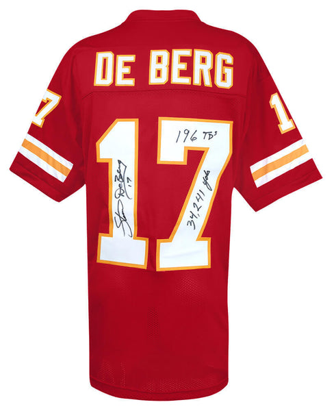 Steve DeBerg Signed Red Custom Football Jersey w/Yds, TDs - (SCHWARTZ COA)
