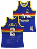 Nuggets Alex English "Career Stat" Signed Blue M&N 87-88 TB Jersey BAS #3W197629