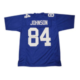 Theo Johnson Autographed New York Giants Pro Style Blue Jersey Beckett Witnessed