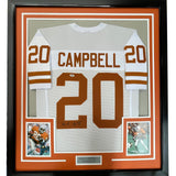 FRAMED Autographed/Signed EARL CAMPBELL 35x39 Texas White Jersey JSA COA