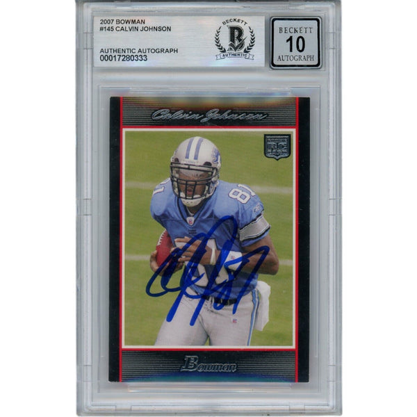 Calvin Johnson Autographed/Signed 2007 Bowman #145 Trading Card Beckett 48992