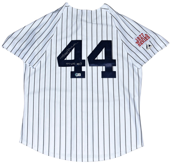 REGGIE JACKSON SIGNED NEW YORK YANKEES 1977 WORLD SERIES #44 MAJESTIC JERSEY