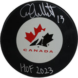 Caroline Ouellette Autographed/Signed Team Canada Logo Puck HOF JSA 53978