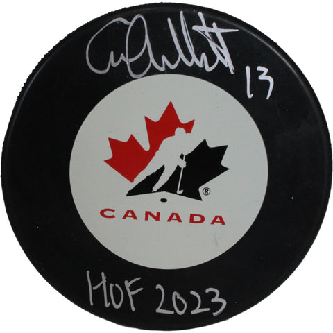 Caroline Ouellette Autographed/Signed Team Canada Logo Puck HOF JSA 53978