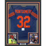 FRAMED Autographed/Signed DAVID MONTGOMERY 33x42 Retro Blue Jersey JSA COA