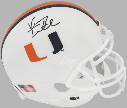 Vinny Testaverde Signed Miami Hurricanes White Schutt Mini Helmet (SCHWARTZ COA)