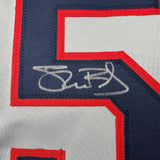 Framed Autographed/Signed Shane Bieber 35x39 Cleveland Grey Jersey JSA COA