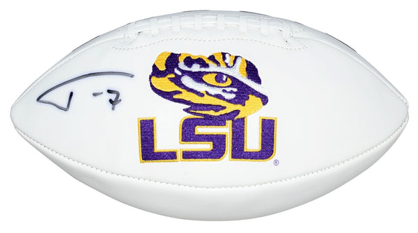 TYRANN MATHIEU AUTOGRAPHED LSU TIGERS WHITE LOGO FOOTBALL JSA