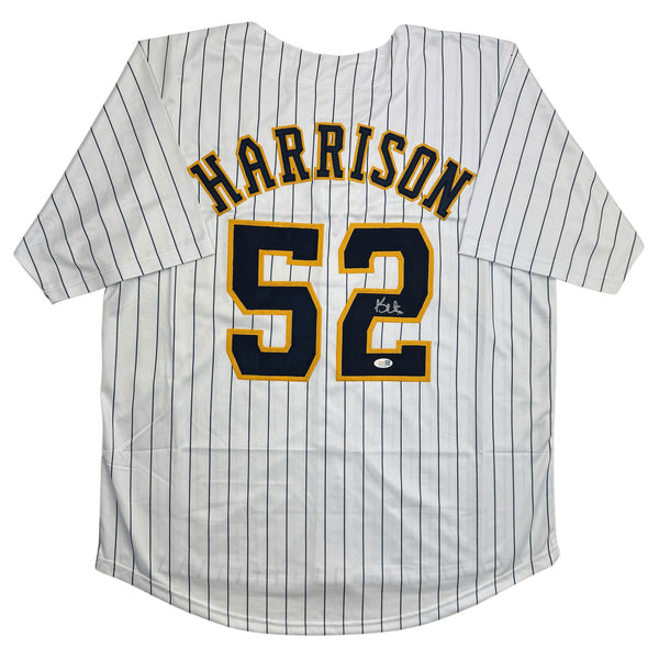 Autographed/Signed Kyle Harrison Milwaukee Pinstripe Jersey JSA COA