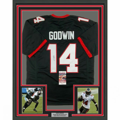FRAMED Autographed/Signed CHRIS GODWIN 33x42 Tampa Bay Pewter Jersey JSA COA