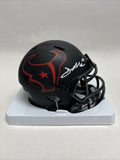 Davis Mills Autographed Houston Texans Eclipse Mini Football Helmet, BAS Auth
