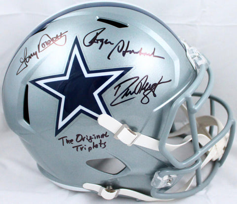 Pearson/Staubach/Dorsett Signed Cowboys F/S Speed Helmet-Beckett W Hologram