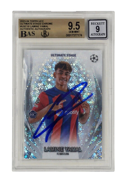 Lamine Yamal Signed 2023-24 Topps Chrome Ultimate Stage Rookie - BGS 9.5 Auto 10