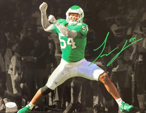 Jeremiah Trotter Jr Signed In Green 11x14 Philadelphia Eagles Spotlight Photo