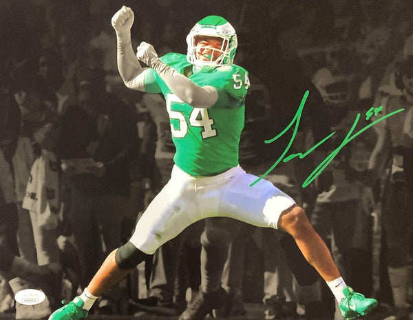 Jeremiah Trotter Jr Signed In Green 11x14 Philadelphia Eagles Spotlight Photo