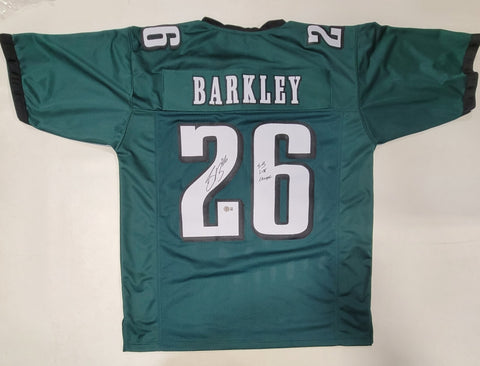 SAQUON BARKLEY SIGNED AUTOGRAPHED CUSTOM XL PRO STYLE JERSEY W/ INSCRIPTION BAS