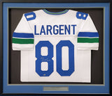 SEAHAWKS STEVE LARGENT AUTOGRAPHED FRAMED WHITE JERSEY "HOF 95" MCS HOLO 200436