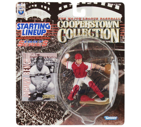 Johnny Bench Signed Cincinnati Reds Starting Lineup 1997 Series Toy with Insc