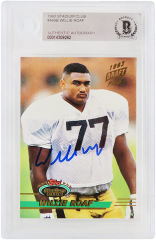 Willie Roaf Autographed Saints 1993 Stadium Club RC Card #469 (Beckett)