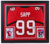Warren Sapp Signed Buccaneers 31x35 Custom Framed Jersey (JSA) Tampa Bay D.T.