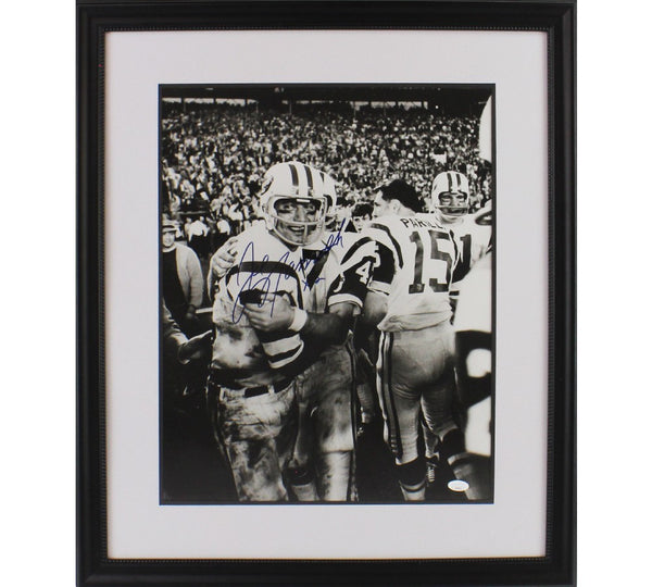 Joe Namath Signed New York Jets Framed 16x20 Black and White NFL Photo w/ Insc.